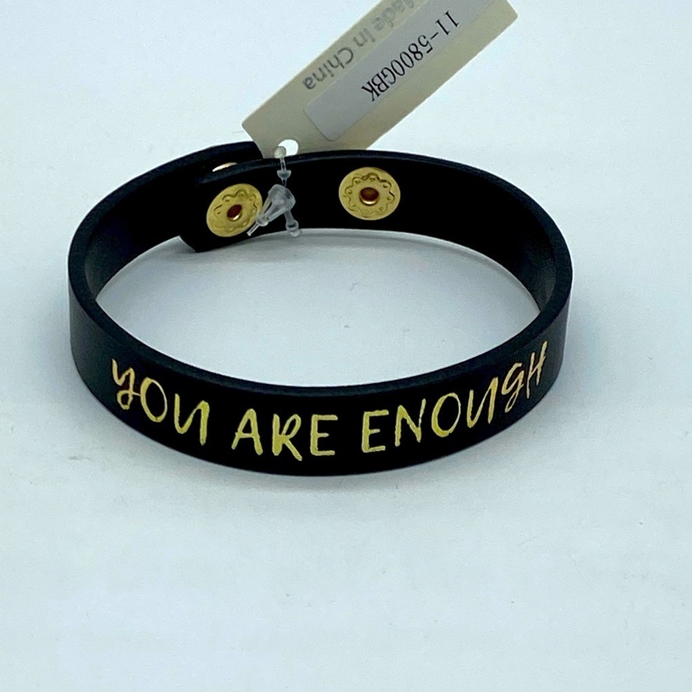 You Are Enough Black Bracelet Snap Close NWT